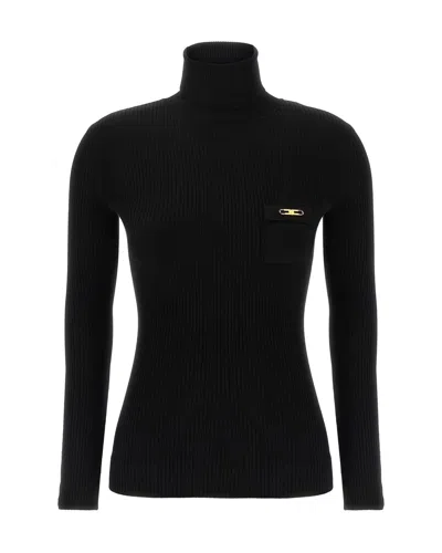 ELISABETTA FRANCHI MAGLIA A COSTINE CON TASCHINO NERO