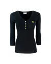 Elisabetta Franchi Micro Ribbed Sweater With Pocket In Black