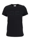 Elisabetta Franchi Logo-embroidered T-shirt In Black