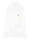Elisabetta Franchi Ribbed Knit Turtleneck Top With Breast Pocket Clothing In White