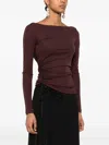 Elisabetta Franchi Brown T-shirt With Boat Neck Thin Straps