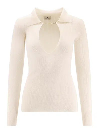 Elisabetta Franchi Maglia In Misto Lyocell In White