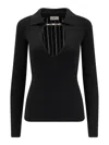 Elisabetta Franchi Silk-blend V-neck Sweater In Black