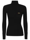 Elisabetta Franchi Ribbed Turtleneck Sweater Sweaters And Cardigans Black In Black