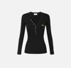Elisabetta Franchi Tricot Sweater With V-neck And Gold Accents In Black