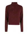 Elisabetta Franchi Sequinned Turtleneck Sweater In Burgundy