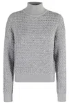 Elisabetta Franchi Sequin-embellished High-neck Sweater In Gray