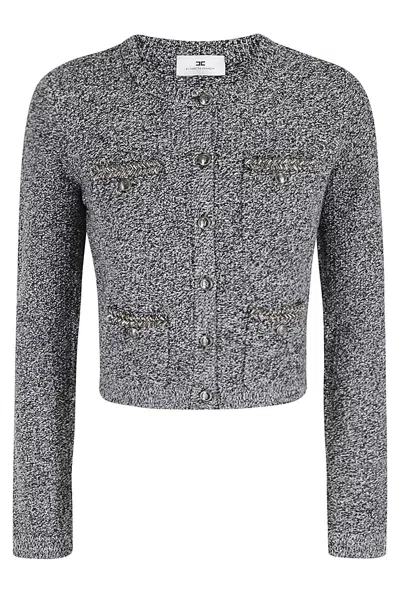 Elisabetta Franchi Salepepe Bouclé Cardigan In Gray