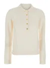 Elisabetta Franchi Knitted Polo Top In Neutral