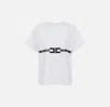 Elisabetta Franchi Crew Neck Relaxed Fit Short Sleeves Top In White