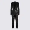 Elisabetta Franchi Sequin Trousers V-neck Embellished Detail In Black