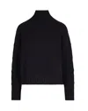 Elisabetta Franchi High-neck Wool And Cashmere Sweater With Jacquard Diamond Pattern In Black