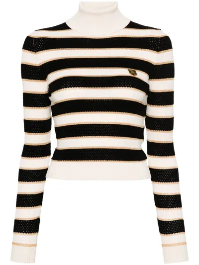 Elisabetta Franchi Logo-plaque Striped Jumper In Multi
