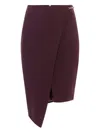 Elisabetta Franchi Asymmetrical Bordeaux Skirt With Wrap-style Front In Multi