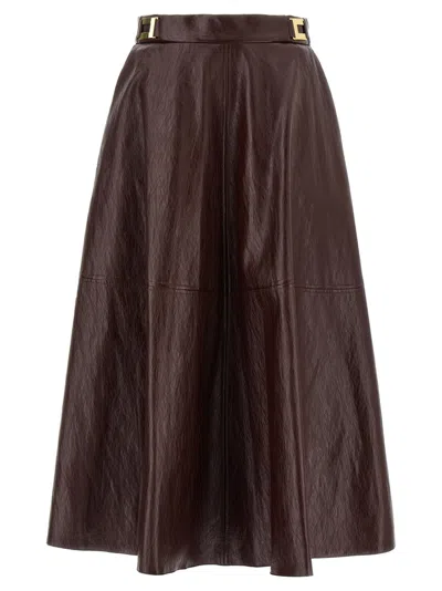 ELISABETTA FRANCHI MAROON CRAQUEL SKIRT