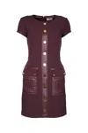 Elisabetta Franchi Maroon Double-layer Dress In Burgundy
