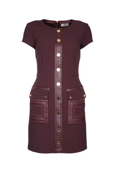 ELISABETTA FRANCHI MAROON DOUBLE-LAYER DRESS