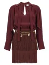 Elisabetta Franchi Fringe-detail Mini Dress In Maroon