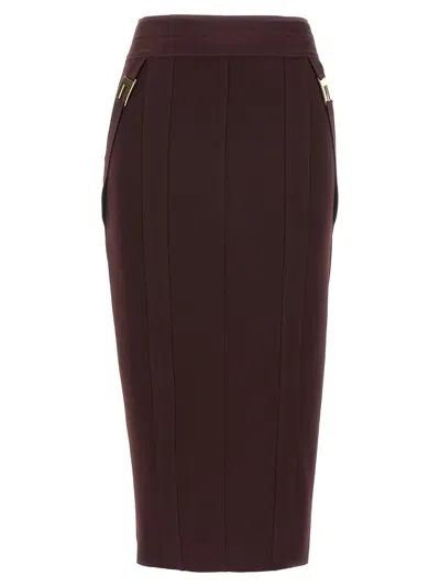 ELISABETTA FRANCHI MAROON HIGH WAIST SKIRT