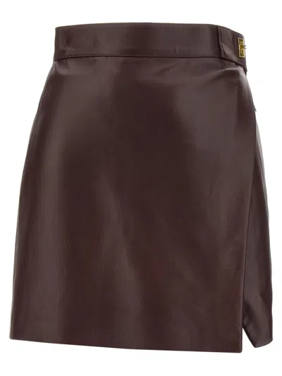 ELISABETTA FRANCHI MAROON LEATHER SKIRT