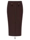 Elisabetta Franchi High-waisted Midi Skirt Zip Detailing In Brown