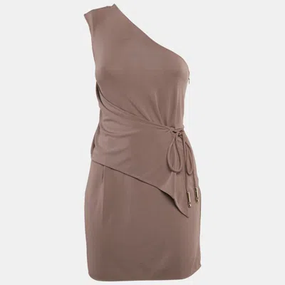 Pre-owned Elisabetta Franchi Mauve Jersey One Shoulder Mini Dress S In Pink