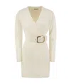 Elisabetta Franchi Women's Viscose Manteau Dress With Maxi Buckle In White