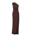 Elisabetta Franchi One-shoulder Draped Gown In Chocolate Brown