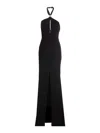 Elisabetta Franchi Black Red Carpet Long Viscose Dress In Negro
