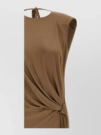 Elisabetta Franchi Viscose Maxi Dress In Brown