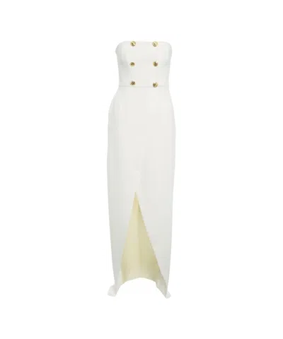 Elisabetta Franchi Maxi Dress With Double-breasted Button Detail In White