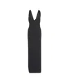 Elisabetta Franchi Maxi Dress With Sequined Deep V-neckline In Black