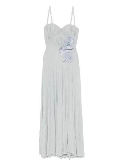 Elisabetta Franchi Maxi Dress With Sweetheart Neckline In Gray