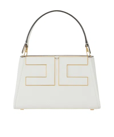 Elisabetta Franchi Maxi Logo Handbag In Silver