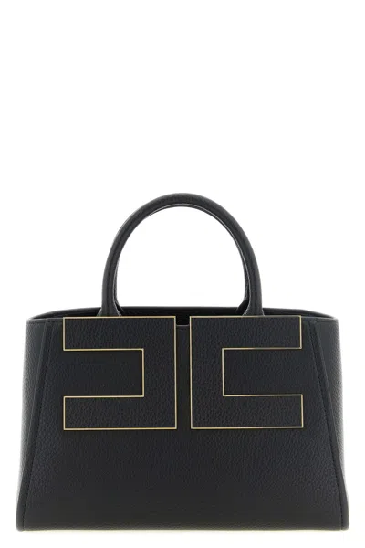 Elisabetta Franchi Maxi Logo Shopping Bag In Black