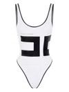Elisabetta Franchi Logo Maxi One-piece Swimsuit In White