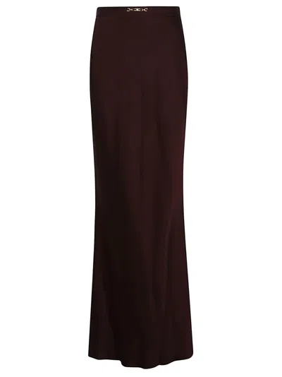 Elisabetta Franchi Maxi Skirt In Acetate Blend With Flared Hem In Black