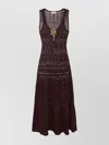 Elisabetta Franchi Maxi Sleeveless Dress Deep V-neck In Brown