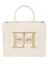 Elisabetta Franchi Logo Plaque Small Handbag In Burro