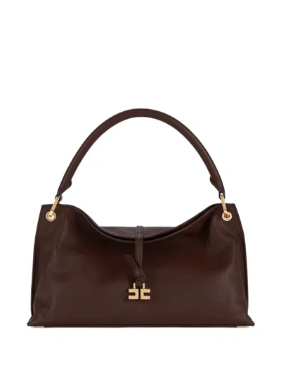 Elisabetta Franchi Medium Boulevard Leather Tote Bag In Brown