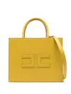 Elisabetta Franchi Small Leather-effect Handbag With Stitching In Yellow