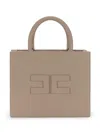 Elisabetta Franchi Medium Leather-effect Handbag With Stitching In Grey