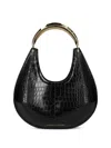 Elisabetta Franchi Crescent-shaped Black Crocodile-embossed Shoulder Bag In Black