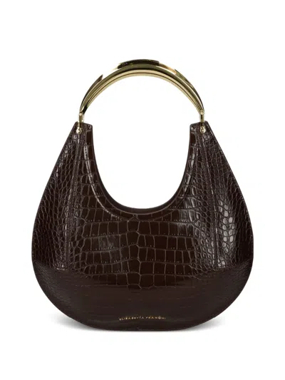 Elisabetta Franchi Medium Jewel-handle Tote Bag In Brown
