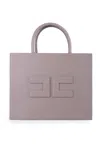 Elisabetta Franchi Medium Leather-effect Handbag With Stitching In Grey