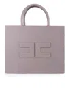 Elisabetta Franchi Medium Leather-effect Handbag With Stitching In Grey