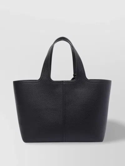 Elisabetta Franchi Medium Leather Tote Bag With Dual Handles In Grey