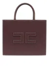 Elisabetta Franchi Small Leather-effect Handbag With Stitching In Brown