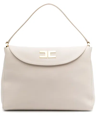 Elisabetta Franchi Medium Souple Shoulder Bag In Neutrals