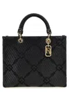 Elisabetta Franchi Textured Finish Tote With Top Handle In Black